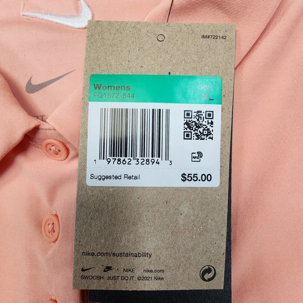 Nike Golf Sleeveless Polo Shirt Womens XL Peach‎ Slim Fit Pickleball Tennis NEW - Picture 7 of 9